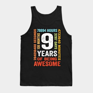 9th Birthday 9 Years Old Vintage Retro 108 Months Boy Girl Tank Top